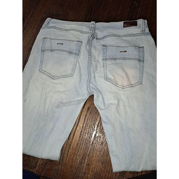 33x30 RSQ Seattle Skinny Tapered Distressed Denim Blue Jeans Pockets Belt Loops - Picture 6 of 7